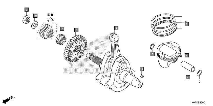 E-16 CRANKSHAFT/PISTON