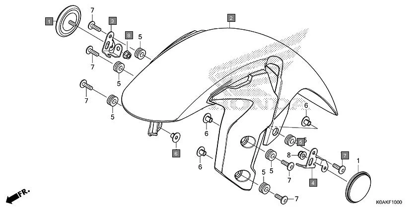 F-10 FRONT FENDER assembly diagram for HONDA CB300R CBF300NAN