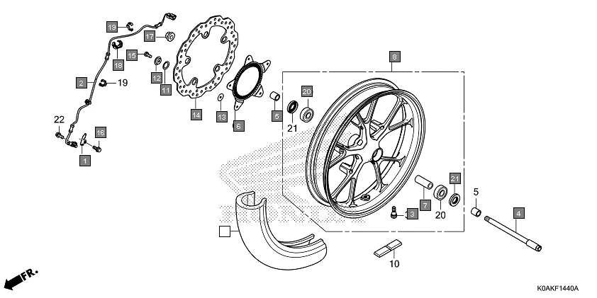 F-14-40 FRONT WHEEL diagram showing 44311-KYJ-900