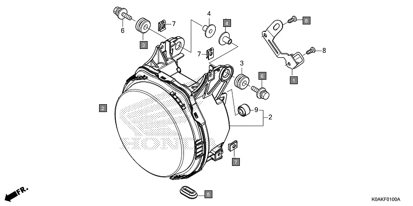 F-1 HEADLIGHT assembly diagram for HONDA CB300R CBF300NAK