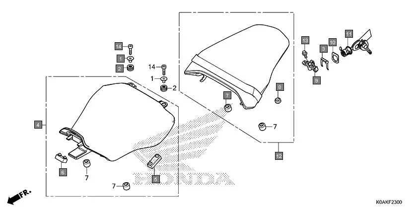 F-23 SEAT assembly diagram for HONDA CB300R CBF300NAN