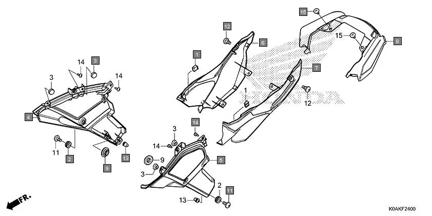 F-24 SIDE COVER diagram showing 83541-K0A-E10ZA