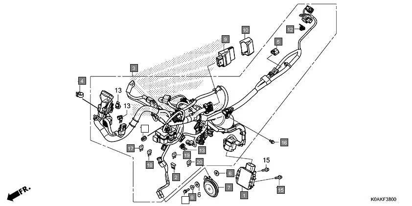 F-38 WIRE HARNESS assembly diagram for HONDA CB300R CBF300NAK