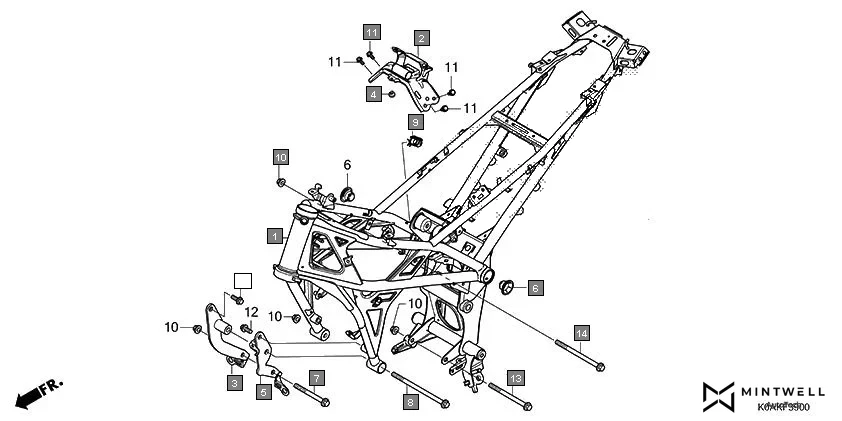 F-39 FRAME BODY diagram showing 90114-KYJ-900