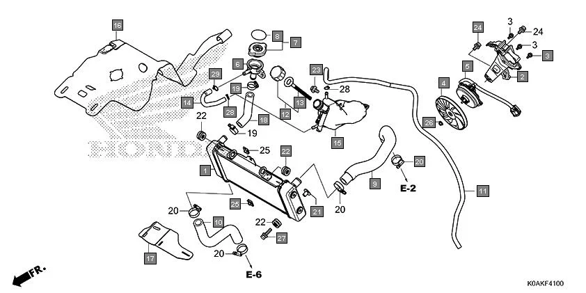 F-41 RADIATOR assembly diagram for HONDA CB300R CBF300NAN