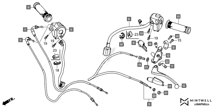 F-4 HANDLE LEVER/SWITCH/CABLE diagram showing 17910-K0A-E11