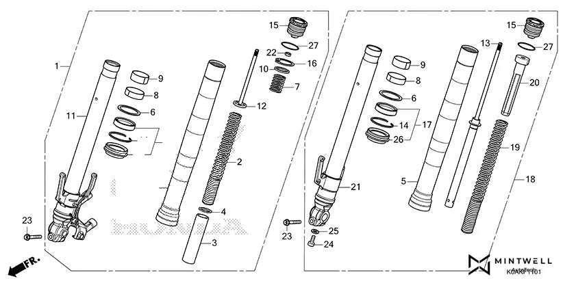 F-11-1 FRONT FORK(CBF300NAN/R) diagram showing 51412-K0A-DB1