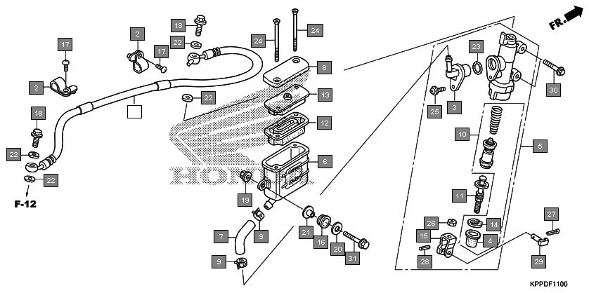 F-11 REAR BRAKE MASTER CYLINDER diagram showing 46182-MEL-D21