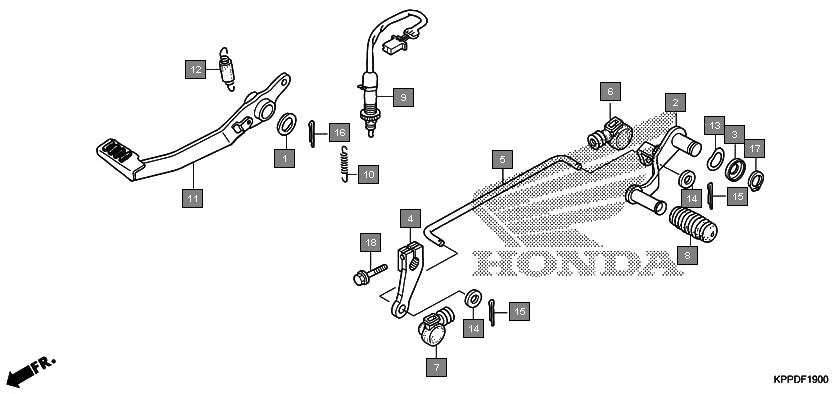 F-19 PEDAL assembly diagram for HONDA CBR150R CBR150RG