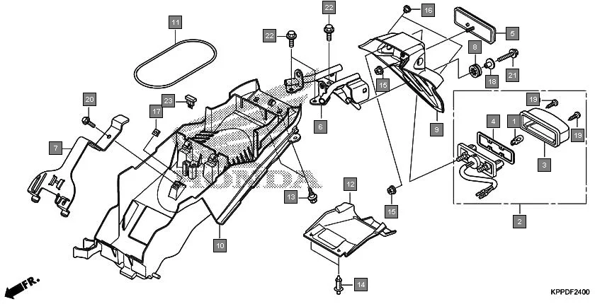 F-24 REAR FENDER assembly diagram for HONDA CBR150R CBR150RG