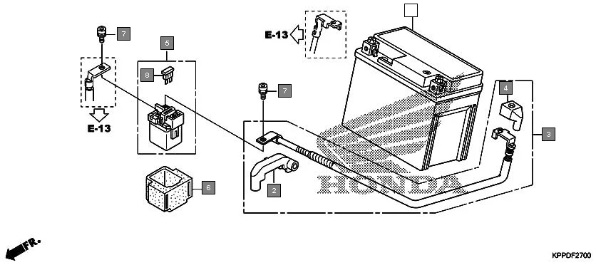 F-27 BATTERY assembly diagram for HONDA CBR150R CBR150RG