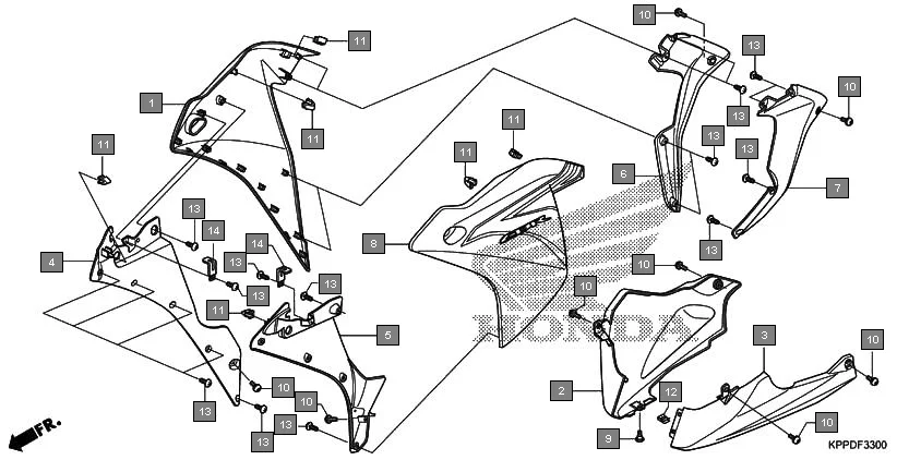 F-33 UNDER COWL assembly diagram for HONDA CBR150R CBR150RG