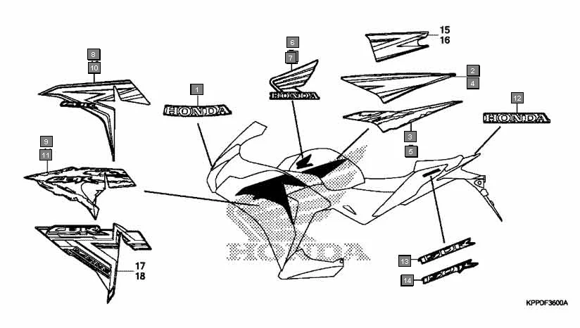 F-36 STRIPE assembly diagram for HONDA CBR150R CBR150RC