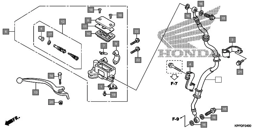 F-4 FRONT BRAKE MASTER CYLINDER assembly diagram for HONDA CBR150R CBR150RG