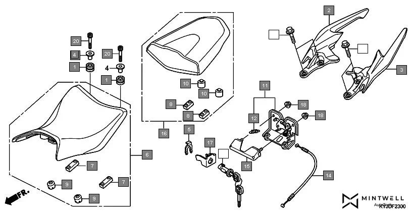 F-23 SEAT diagram showing 77239-KVB-900