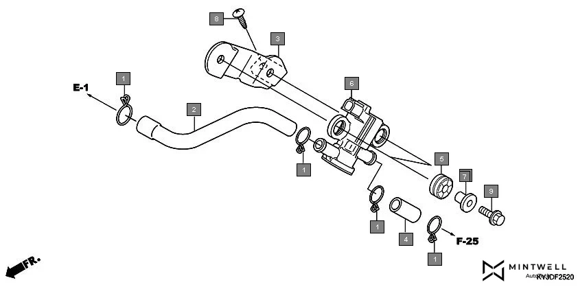 F-25-20 AIR INJECTION SOLENOID VALVE assembly diagram for HONDA CBR250R CBR250RB