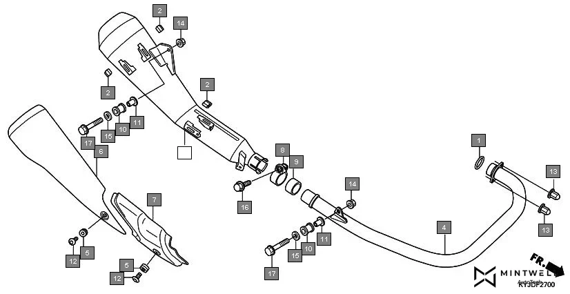 F-27 EXHAUST MUFFLER assembly diagram for HONDA CBR250R CBR250RB