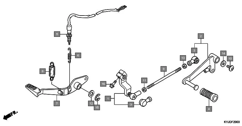 F-29 PEDAL assembly diagram for HONDA CBR250R CBR250RB
