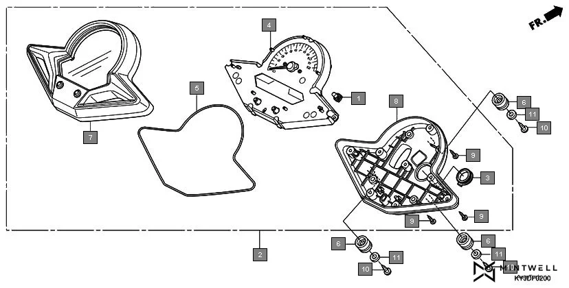 F-2 METER assembly diagram for HONDA CBR250R CBR250RAC