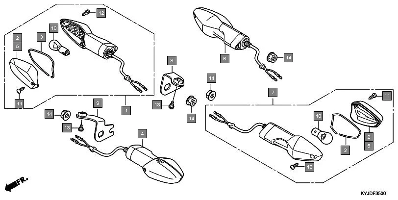 F-35 WINKER assembly diagram for HONDA CBR250R CBR250RB