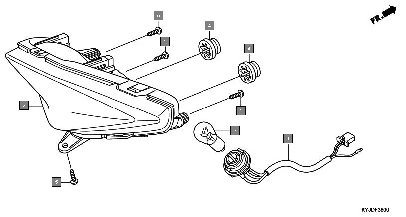 F-36 TAILLIGHT assembly diagram for HONDA CBR250R CBR250RB