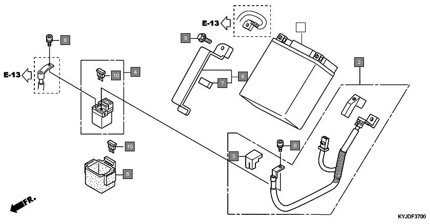 F-37 BATTERY assembly diagram for HONDA CBR250R CBR250RB