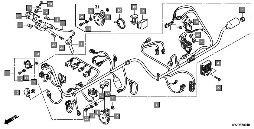 F-38-1 WIRE HARNESS(CBR250RA) diagram showing 50204-KYJ-900