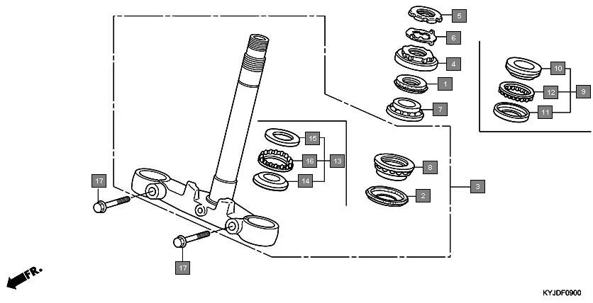 F-9 STEERING STEM diagram showing 91051-KYJ-711