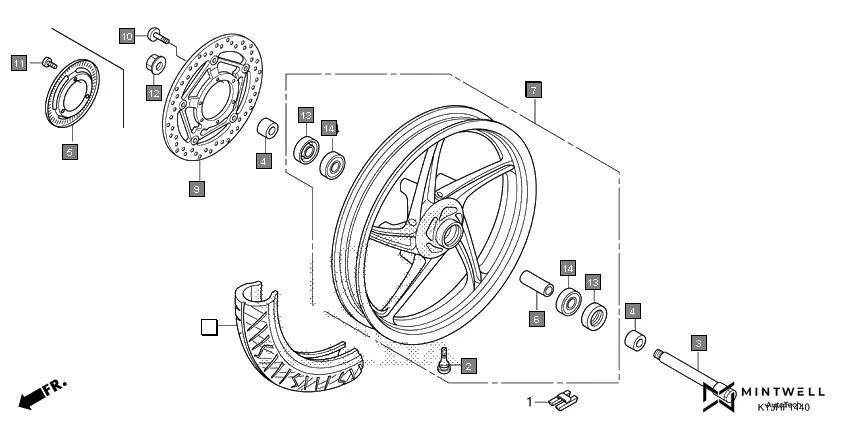 F-14-40 FRONT WHEEL diagram showing 90306-KTE-911