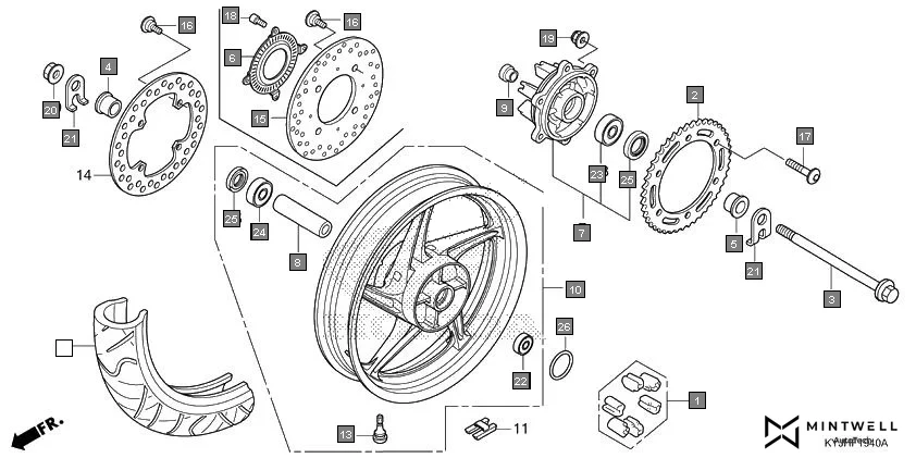 F-19-40 REAR WHEEL diagram showing 42753-KWF-901