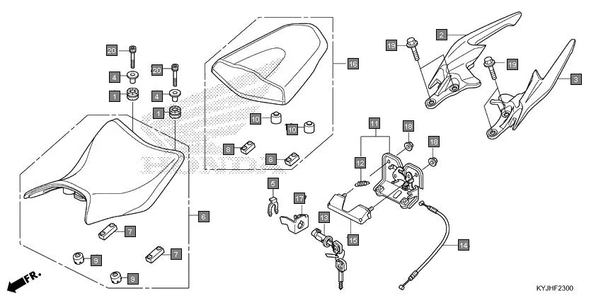 F-23 SEAT diagram showing 77300-KYJ-711