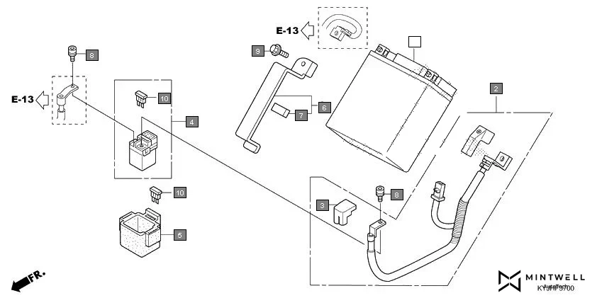 F-37 BATTERY assembly diagram for HONDA CBR250R CBR250RAH