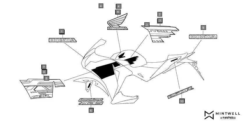 F-50 MARK/STRIPE(CBR250RH-ID) diagram showing 86202-KYJ-H80ZB