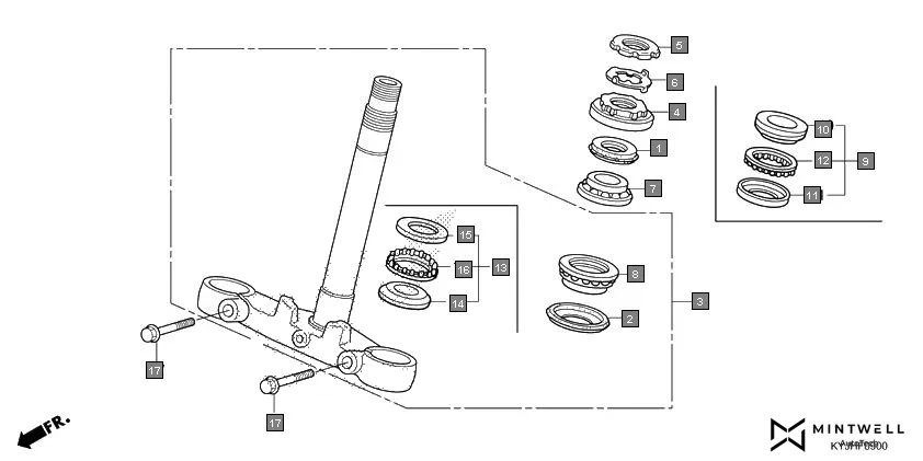 F-9 STEERING STEM diagram showing 90302-425-830