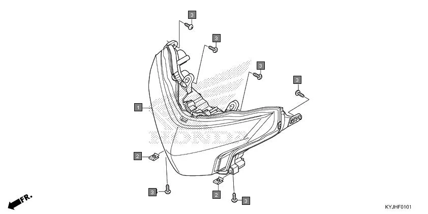 F-1-1 HEADLIGHT(LED) assembly diagram for HONDA CBR250R CBR250RAJ
