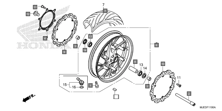 F-11 FRONT WHEEL assembly diagram for HONDA CBR650F CBR650FAG