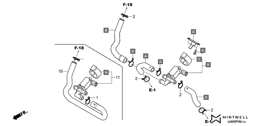 F-18-1 AIR INJECTION CONTROL VALVE assembly diagram for HONDA CBR650F CBR650FAG