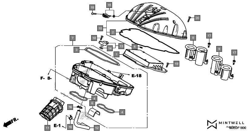 F-18 AIR CLEANER diagram showing 37830-RGA-006