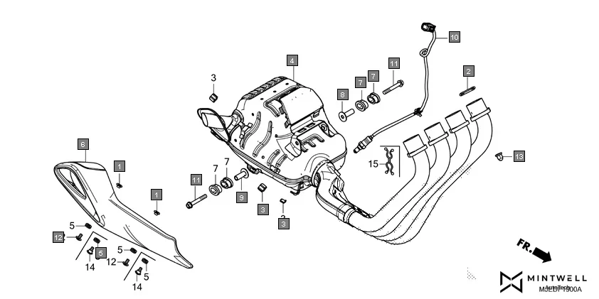 F-19 EXHAUST MUFFLER assembly diagram for HONDA CBR650F CBR650FAG