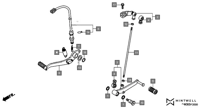 F-20 PEDAL assembly diagram for HONDA CBR650F CBR650FAG