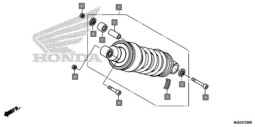 F-25 REAR CUSHION assembly diagram for HONDA CBR650F CBR650FAG