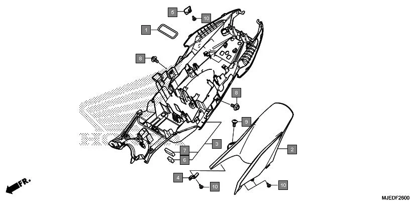 F-26 REAR FENDER assembly diagram for HONDA CBR650F CBR650FAG