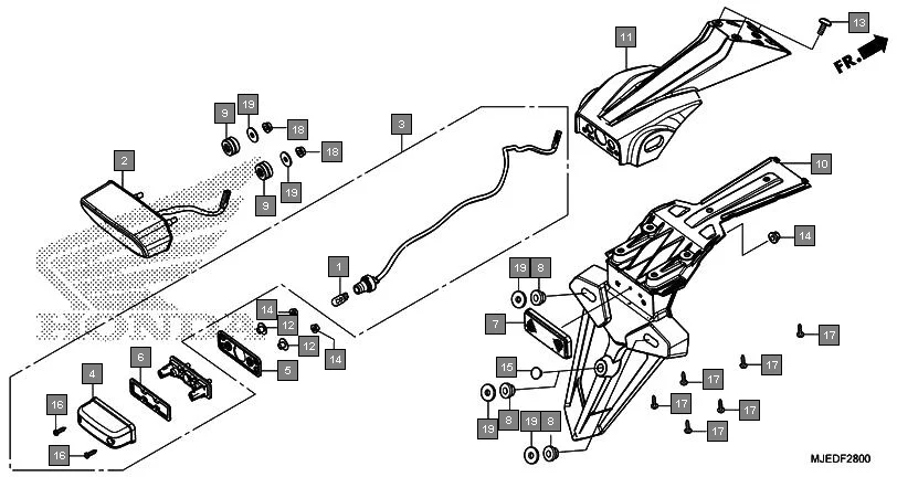 F-28 TAILLIGHT assembly diagram for HONDA CBR650F CBR650FAG
