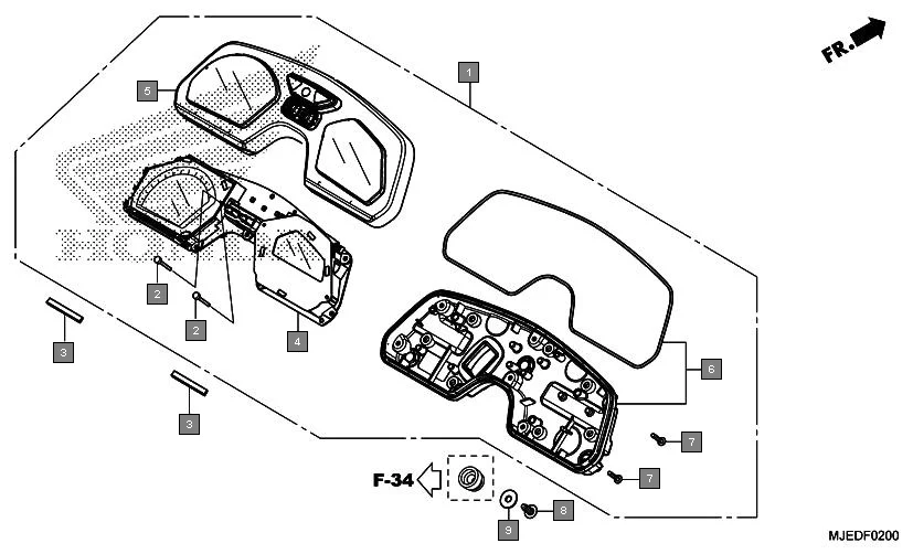 F-2 METER assembly diagram for HONDA CBR650F CBR650FAG