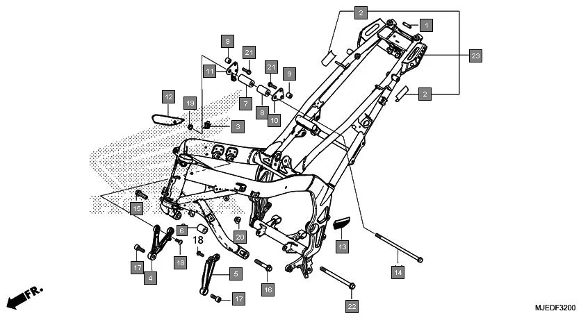 F-32 FRAME BODY diagram showing 50010-MJE-315ZA