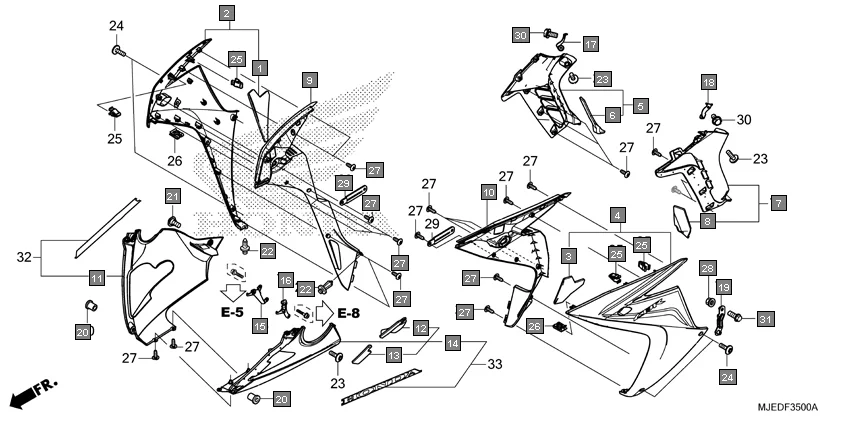 F-35 LOWER COWL assembly diagram for HONDA CBR650F CBR650FAG