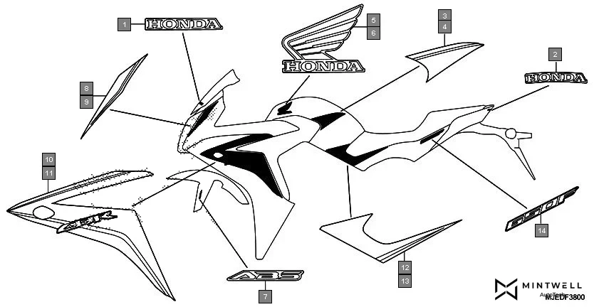 F-38 MARK assembly diagram for HONDA CBR650F CBR650FAG