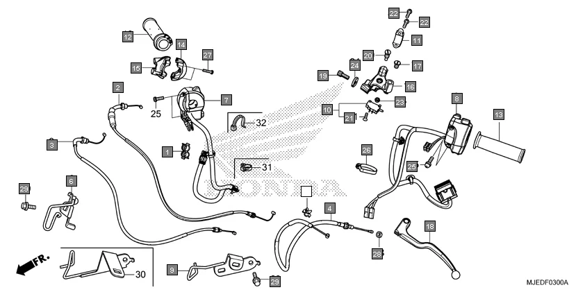 F-3 HANDLE LEVER/SWITCH/CABLE assembly diagram for HONDA CBR650F CBR650FAG