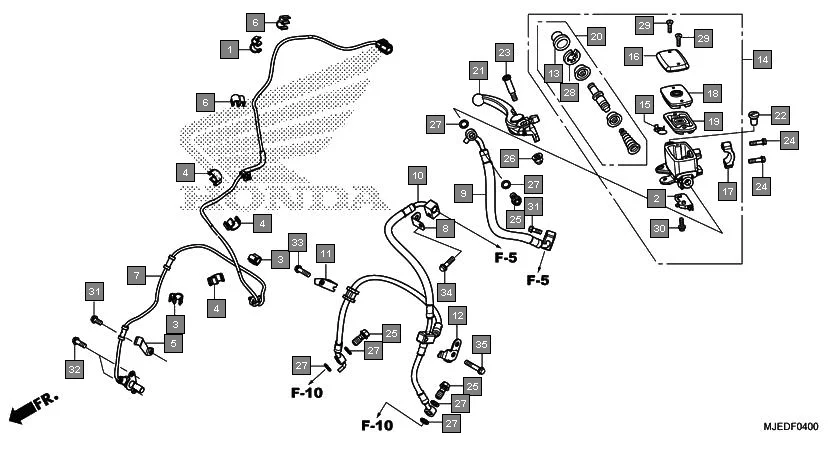 F-4 FR. BRAKE MASTER CYLINDER diagram showing 45513-MM5-016