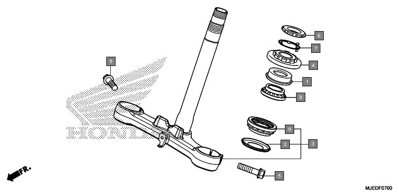 F-7 STEERING STEM assembly diagram for HONDA CBR650F CBR650FAG